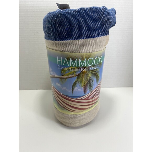 Unbranded Other - Cotton Fabric Hammock New 78.X 40 max 220 lbs Blue and Cream color